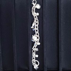 Cute Silver Charm Toggle Bracelet